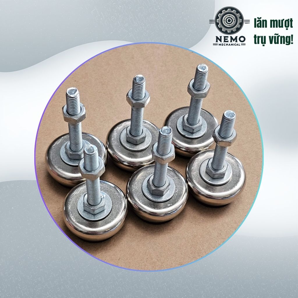 Chân Tăng Chỉnh Bát Thép Mạ Crom – Thẩm Mỹ Cao, Chống Rỉ Sét & Cân Bằng Thiết Bị (M8, M10, M12)